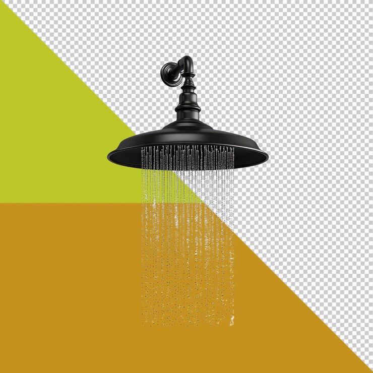 PSD cabeza de ducha de lluvia negra con flujo de agua
