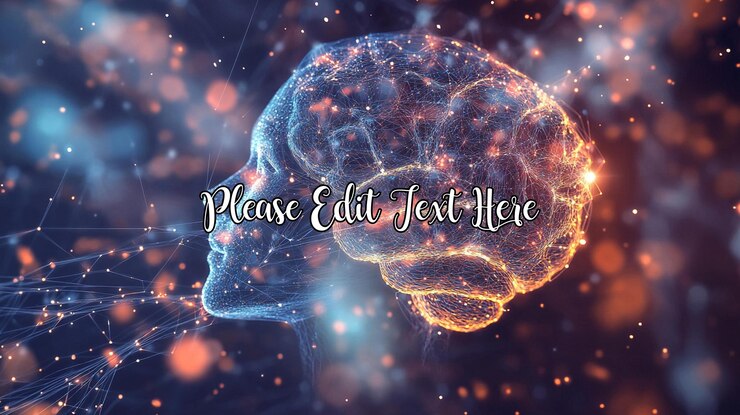 PSD cabeza humana digital abstracta con cerebro brillante que representa la inteligencia red neuronal y la ia