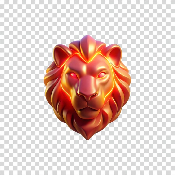 PSD cabeza de león brillante renderizado en 3d de un mamífero majestuoso