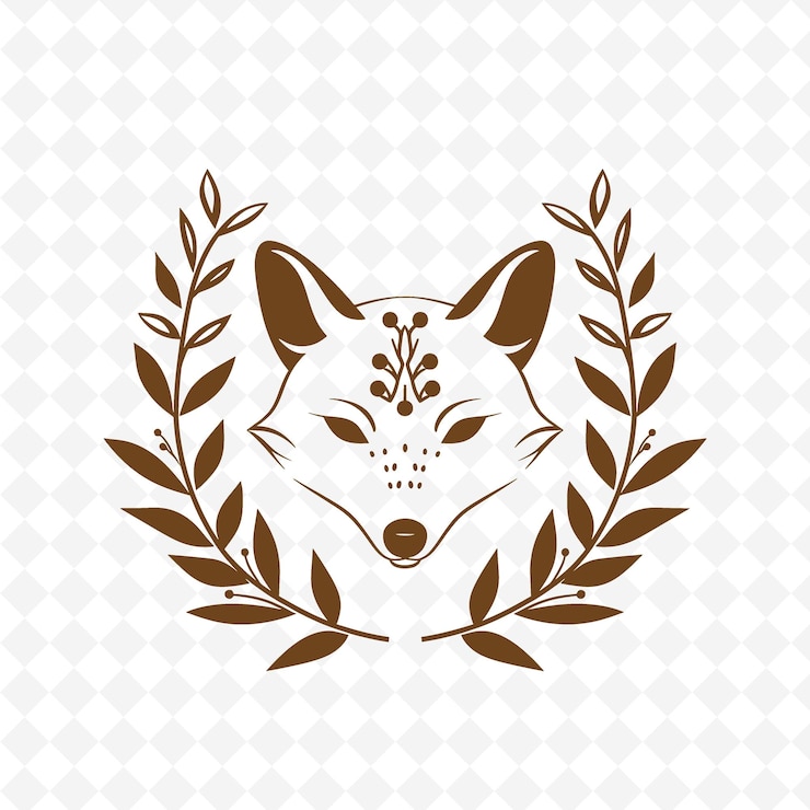 PSD una cabeza de lobo en una corona de coronas de laurel