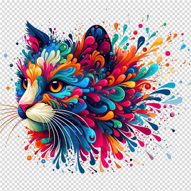 PSD una cabeza de pájaro colorida con un diseño colorido de un gato