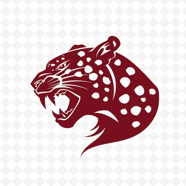 una cabeza de tigre roja con puntos blancos en ella