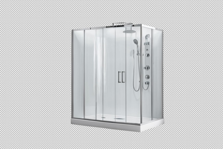 PSD cabina de ducha de fondo blanco