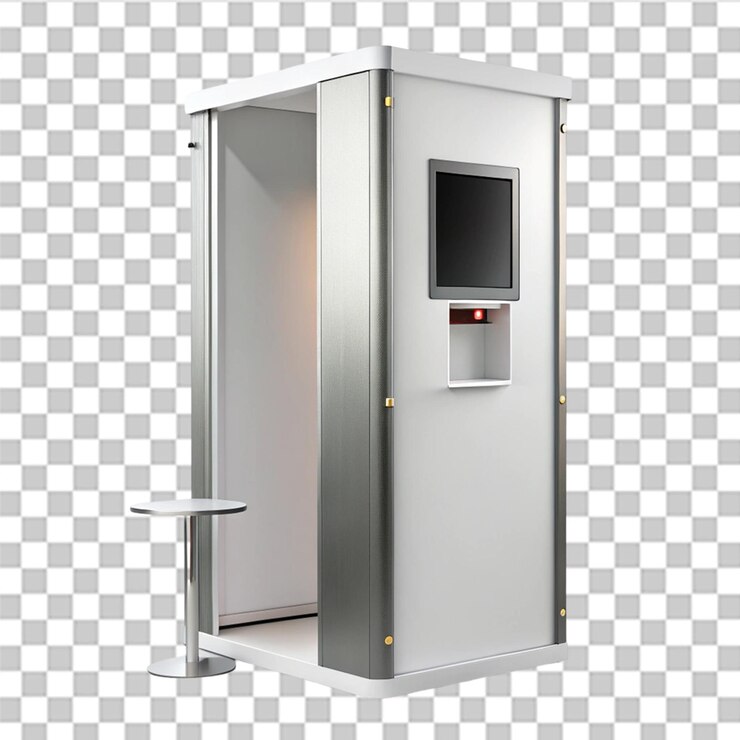 PSD cabina fotográfica vertical aislada sobre un fondo transparente