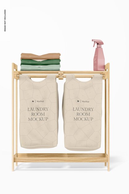 Cabinet with Laundry Basket Mockup Front View