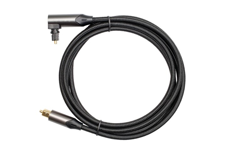 PSD cable de audio óptico moderno con conectores metálicos
