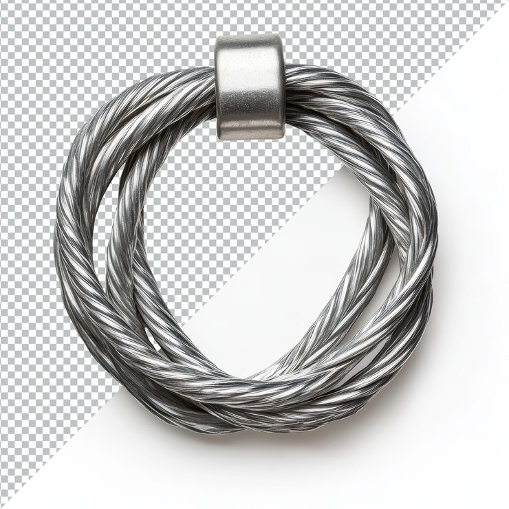 PSD el cable de contraseña de bloqueo de la cuerda de alambre cuidadosamente enrollado en un fondo transparente limpio para aplicaciones de seguridad el cable de passwords de bloqueo del alambre de alamba en fondo transparente