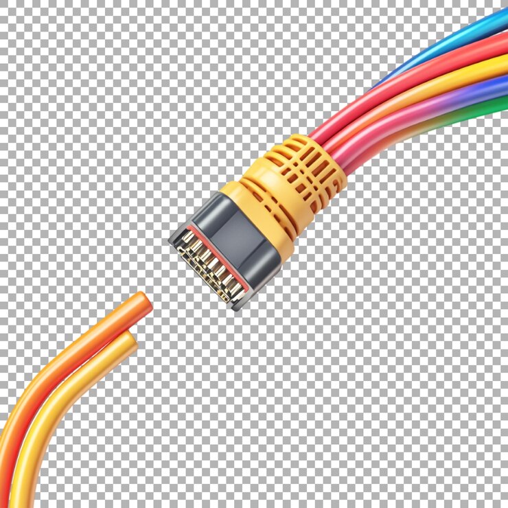 PSD cable ethernet en fondo transparente generado por ai