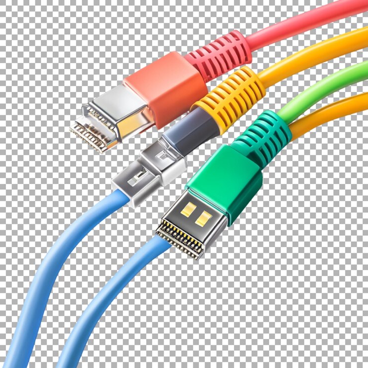 PSD cable ethernet en fondo transparente generado por ai