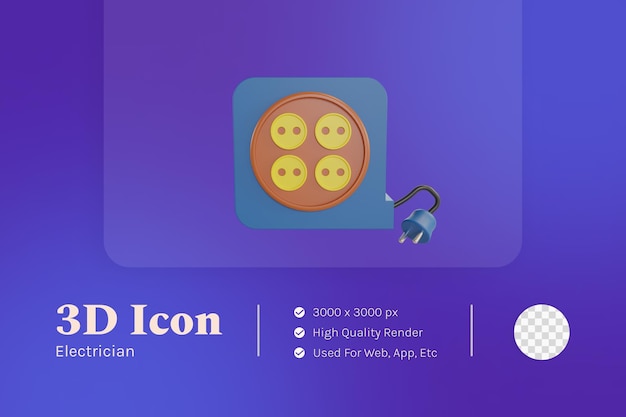 Cable de extensión de icono de objeto de ilustración 3D