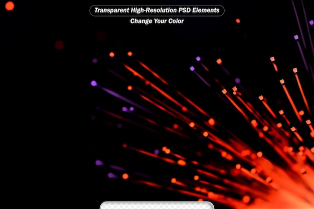 PSD câble de fibre optique isolé sur fond noir