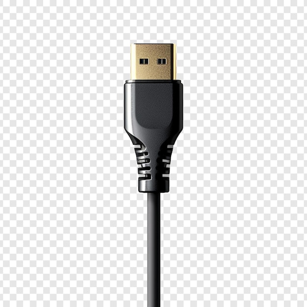 PSD câble hdmi isolé sur fond transparent