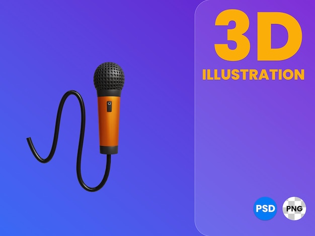 PSD cable de micrófono ilustración 3d render