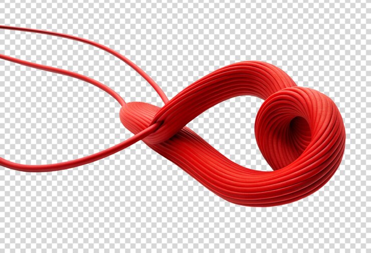 PSD cable rojo con una forma de corazón en la parte inferior