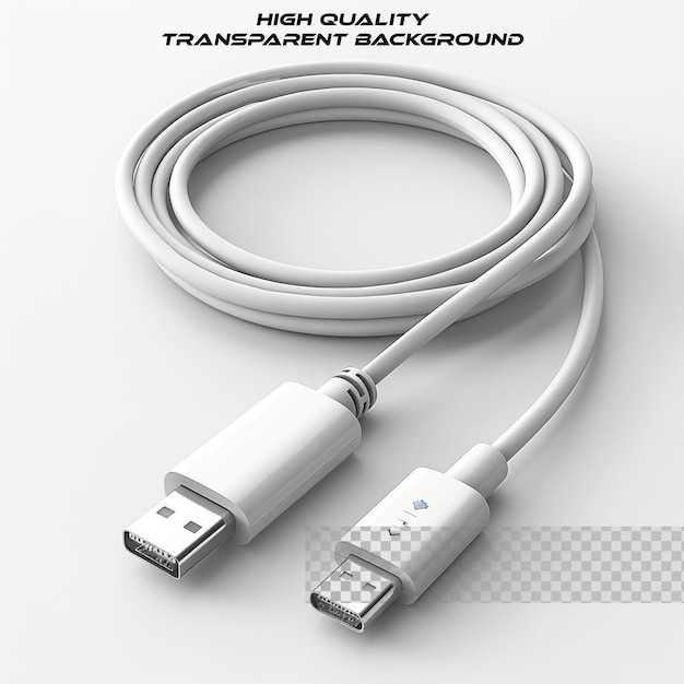 PSD un cable usb 3d en un fondo transparente