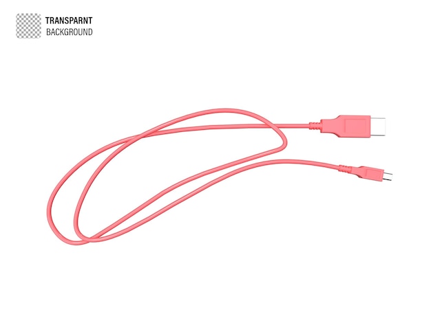 Câble USB couleur rose rendu 3d