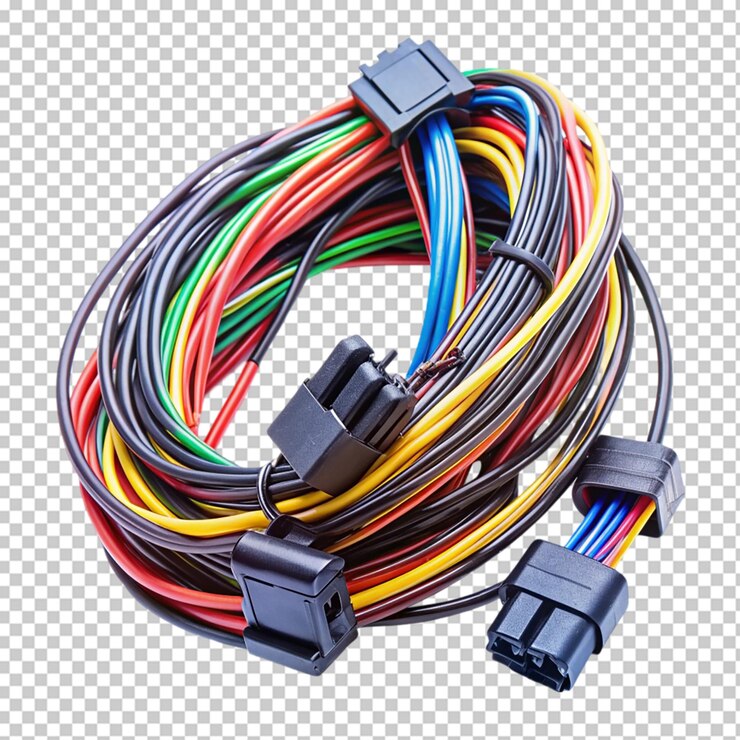 PSD cables de colores aislados sobre un fondo transparente