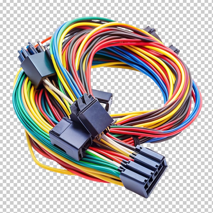 PSD cables de colores aislados sobre un fondo transparente