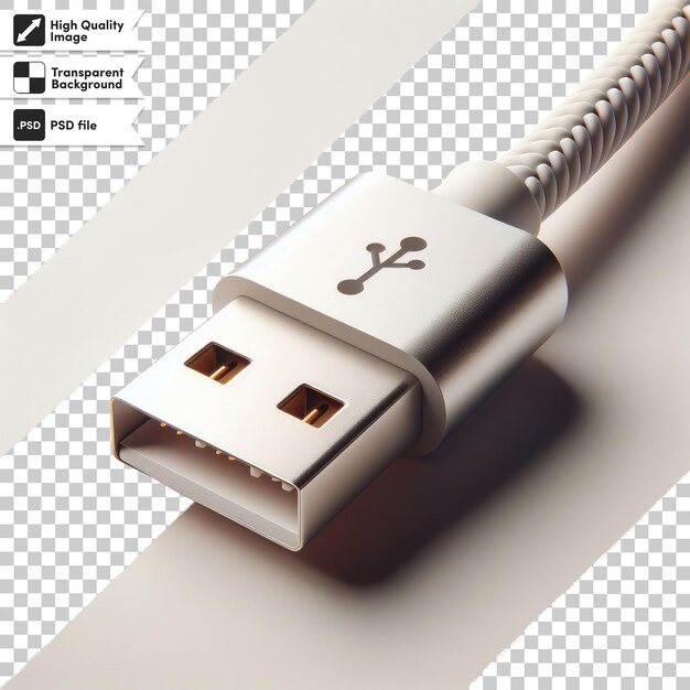 Cabo usb psd em fundo transparente com camada de máscara editável