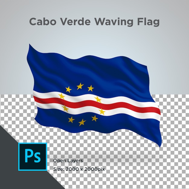 Cabo Verde Bandera Wave Transparente PSD