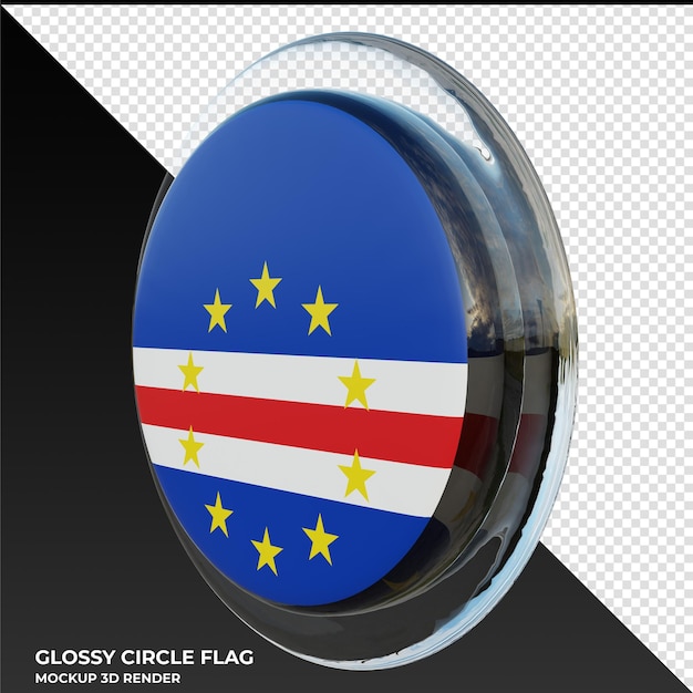 PSD cabo verde0002 bandera de círculo brillante con textura 3d realista