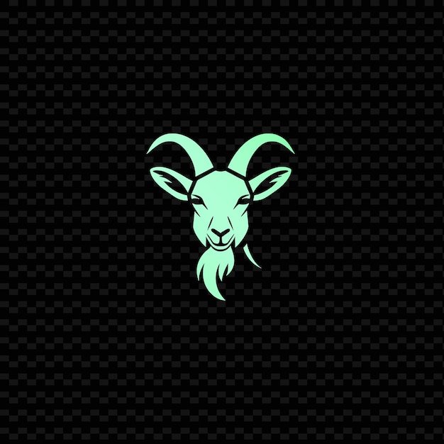 una cabra con una cara verde sobre un fondo negro