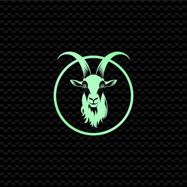 una cabra con un fondo verde y un círculo verde con las palabras cabra en él