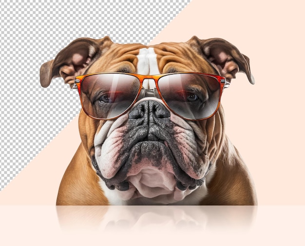 Cachorro bulldog com óculos de sol