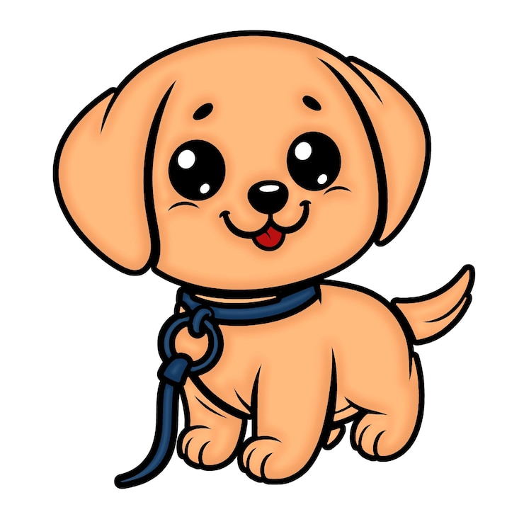 PSD cachorro de desenho animado com coleira