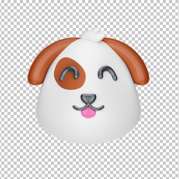 PSD cachorro emoji. emoticons de cachorro. ícone de cachorro 3d. renderização 3d de emoji isolado em um fundo transparente. eu