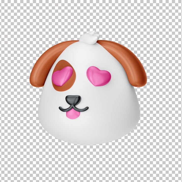 PSD cachorro emoji. emoticons de cachorro. ícone de cachorro 3d. renderização 3d de emoji isolado em um fundo transparente. eu