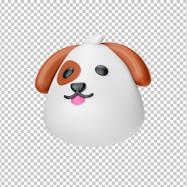 Cachorro emoji. emoticons de cachorro. ícone de cachorro 3d. renderização 3d de emoji isolado em um fundo transparente. eu