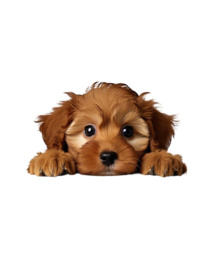 PSD un cachorro con ojos marrones y un fondo blanco
