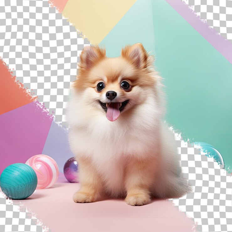 PSD cachorro pomerania contra fondo transparente