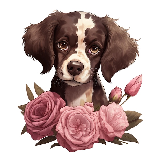 PSD cachorro con rosa rosa imagen generada por ia