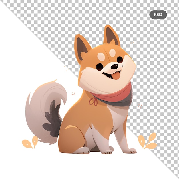 PSD cachorro shiba inu com um lenço vermelho