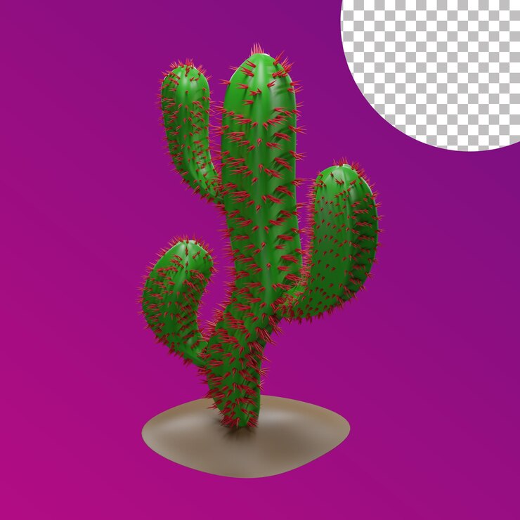 cactus 3d sobre el suelo