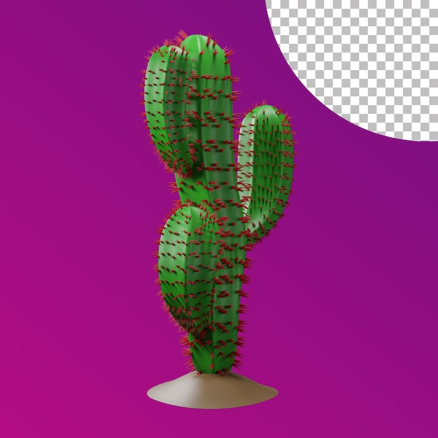 PSD cactus épine rouge 3d