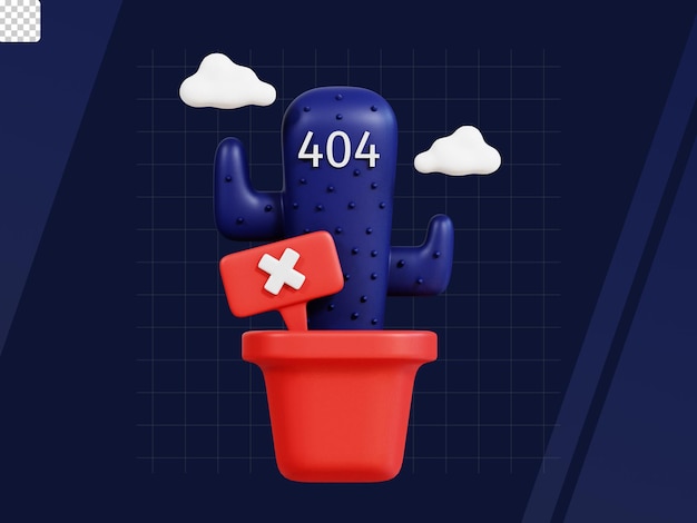 PSD cactus de error de paquete de iconos de estado vacío 3d