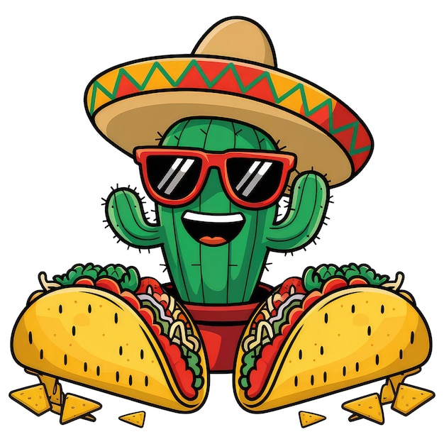 Cactus feliz con el vector Taco