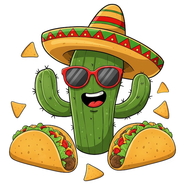 Cactus feliz con el vector Taco