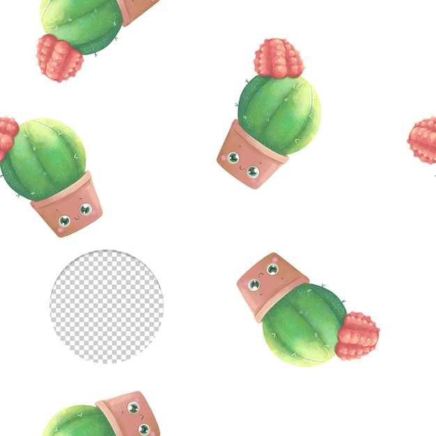 Cactus fleur mignon dans un modèle sans couture de pot sur fond blanc