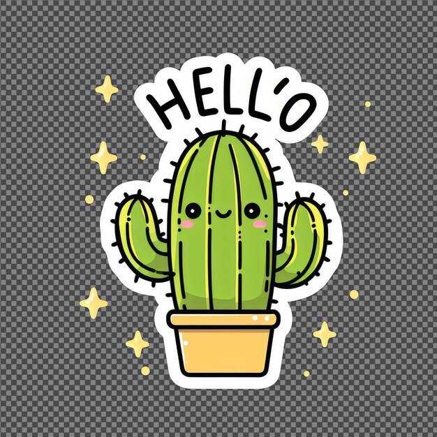 PSD cactus con flores adhesivo de png