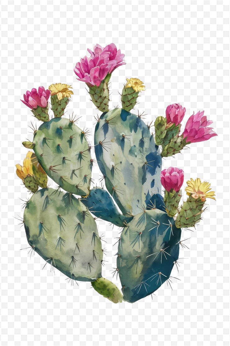 PSD un cactus con flores y una imagen de un cactus