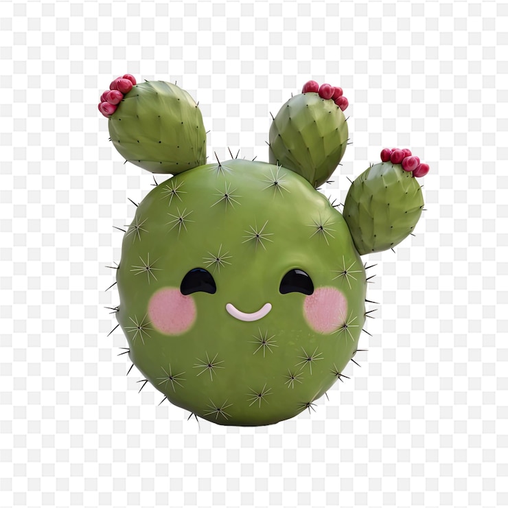 PSD un cactus con flores rosadas y una nariz rosada