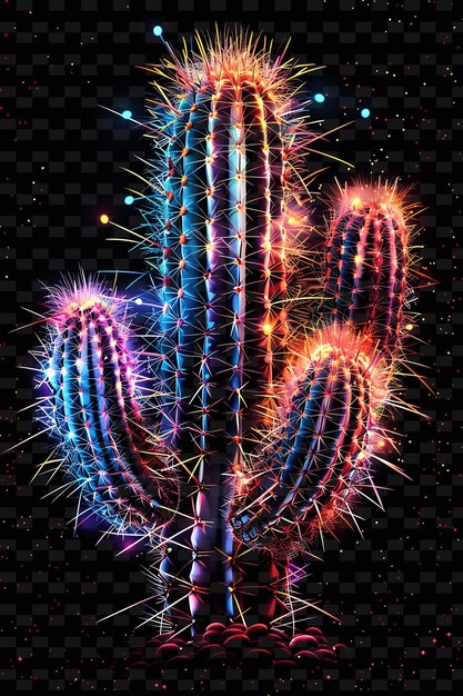 PSD un cactus con fuegos artificiales en el fondo y la palabra cactus