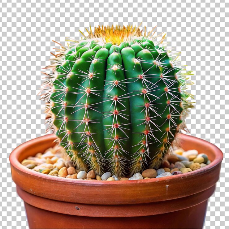 PSD un cactus en maceta con un caktus verde en un fondo transparente