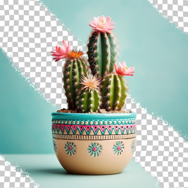 PSD cactus en maceta selectivamente enfocado con un hermoso fondo transparente