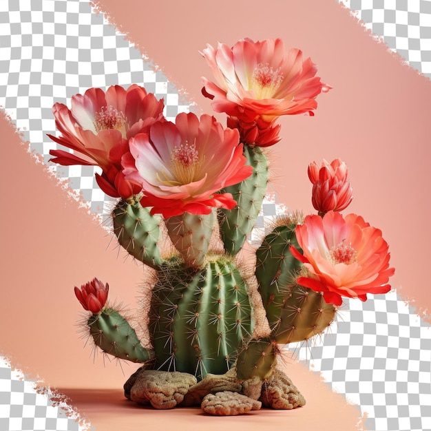 PSD cactus noir isolé avec une fleur sur un fond transparent