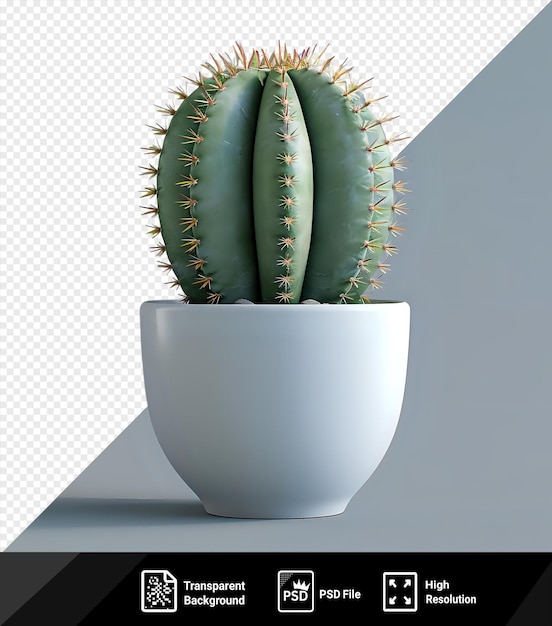 PSD cactus à poil à fond transparent echinophospholocactus phyllacanthus lawr dans un bol blanc png